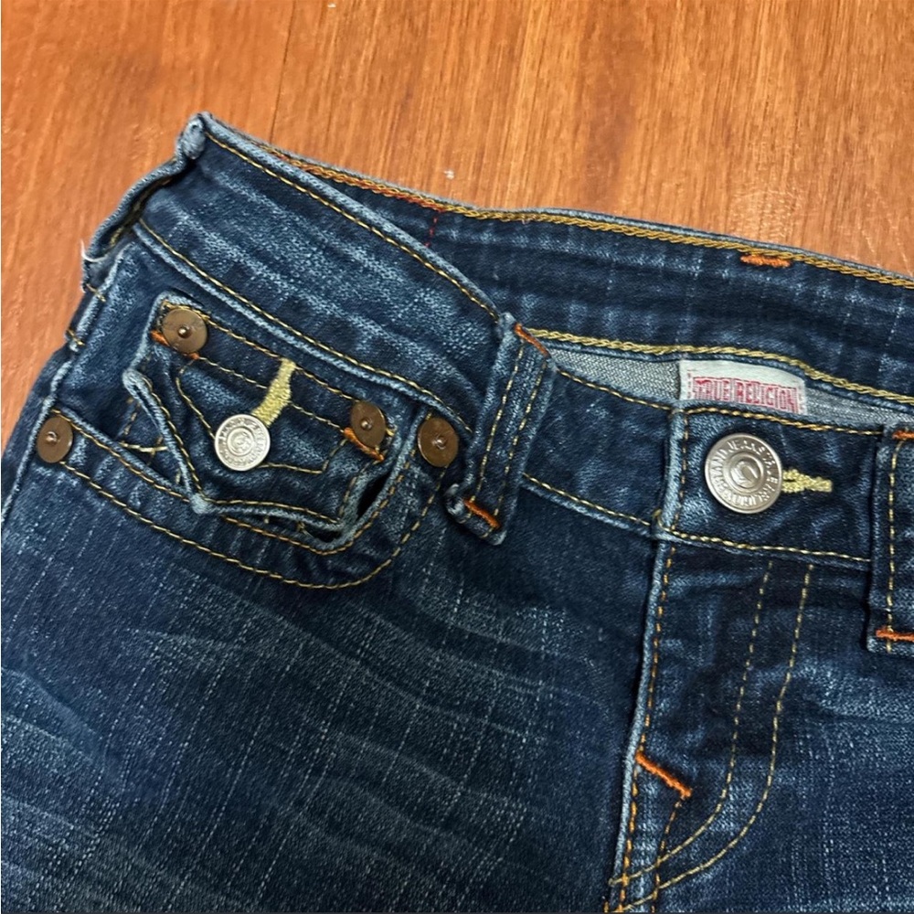 True Religion Kids Indigo Boot Cut Jeans with Contrast Stitching